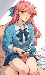 ai_generated caress caressing caressing_penis ceremon_vaughan cum cum_on_thighs cumshot penis remi_(unordinary) self_upload tagme thigh_sex thighjob thighs unordinary webtoon webtoon_waifu