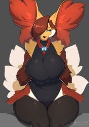 big_breasts breasts delphox faizenek female furry huge_breasts inu-sama pokemon pokemon_(species) tagme the_dogsmith thick_thighs wolf