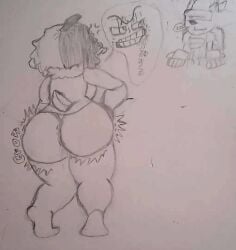 annoyed_expression ass ass_expansion big_ass expansion female female_only massive_thighs one_piece robot the_viejas_(artist) thick_thighs thighs thighs_expansion traditional_media_(artwork) vegapunk vegapunk_atlas wide_hips