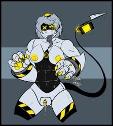 android breasts claws dripping_pussy drooling female long_tongue mak_aholic murder_drones muscular muscular_female robot robot_girl tail v_(murder_drones)