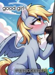 ai_generated blush deepthroat derpy_hooves duo female good_girl looking_up male my_little_pony offscreen_character sex sucking sucking_penis