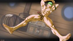 armpits big_penis body_hair dark_penis dizdoodz feet male_only one_piece precum roronoa_zoro scar scar_across_eye