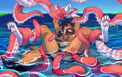 anthro_female beach breast_exposed canine german_shepherd hybrid ocean open_mouth rika_bellehaven sex_on_the_beach swimsuit tentacle tentacle_in_pussy tentacles_around_legs tentacles_on_female wrists_bound