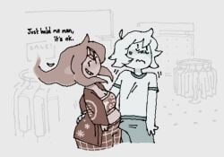 boner boner_in_pants chubby clothed clothing clothing_store embarrassed finn_the_human flame_princess h0tcheat0 hand_on_another's_hand hand_on_hand holding_butt hotcheato in_public poking_with_penis