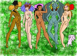 4kids_entertainment 5girls clio_(hercules) crossover dark-skinned_female dark_skin disney disney_channel flora_(winx_club) gargoyles hercules_(disney) human_form innie_pussy jetstream kim_possible monique_(kim_possible) multiple_girls nickelodeon nipples ophelia_(gargoyles) pussy rainbow_(animation_studio) sky_high sleeping straight_hair terpsicore the_little_mermaid the_muses tulio winx_club wyrd_sisters