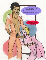 artist_request black_hair blonde_hair breasts debbie_dupree english_text interracial licking_penis masturbating_during_fellatio masturbation quentin_q._quinn sealab_2020 sealab_2021 tagme traditional_media