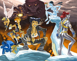 angel_(x-men) ass beast_(x-men) beige_skin black_hair blonde_hair blue_fur blue_skin breasts cigar claws clothes color colossus cyclops_(x-men) dog_tags female fur furry grey_skin hair hank_mccoy ice ice_cream iceman jacket james_howlett looking_at_viewer marvel marvel_comics multiple_females necklace nude red_hair round_ears rule_63 skirt smoke smoking squatting standing straight_hair ultimate_x-men uncensored warren_worthington wings wolverine_(x-men) x-men