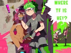 caught_off_guard cuttlefrsh_(splatoon) hand_on_mouth kensaki_(splatoon) public_sex suprised_look surume_(splatoon) tof-u_(splatoon) unusual_insertion
