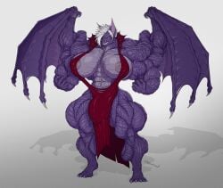 anthro bat big_breasts big_bulge big_muscles breasts bulge clothed clothing dress full-length_portrait gynomorph hi_res huge_breasts huge_bulge huge_muscles hutska_(artist) hyper hyper_muscles intersex mammal muscular muscular_wings portrait skimpy skimpy_dress solo vein veiny_breasts veiny_muscles