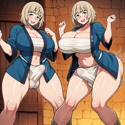 2futas ai_generated ass ass ass_jiggle ass_shake ass_wobble big_ass big_breasts big_butt breasts dungeon_meshi erection erection_under_clothes erection_under_loincloth falin_touden fundoshi fundoshi_futanari fundoshilover101 futanari happi_(clothing) huge_ass huge_breasts huge_butt sarashi twerking