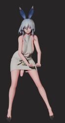 big_breasts blue_hair bunny_ears bunny_hair_ornament futanari high_heels nipple_bulge nipple_slip nipples pencil_skirt penis purple_eyes skirt tagme testicles the_shorekeeper_(wuthering_waves) tight_clothing video virgin_killer_sweater wuthering_waves