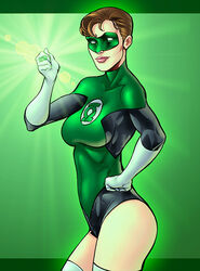 1girls dc domino_mask female female_only gloves green_lantern green_lantern_corps hal_jordan rule_63 solo