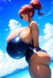 1girls ai_generated asahina_aoi big_breasts danganronpa dark-skinned_female dark_skin female huge_breasts large_breasts minmin solo