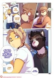 3males adrian_iliovici bed feline feline house_cat in_bed lion male male_only mustelid otter shirtless shirtless_male tired tired_eyes tokifuji waking_up