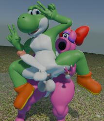 1boy 1futa 3d 3d_(artwork) anal_penetration anal_sex birdo blender_(software) breasts dick dickgirl dickgirl/male futa_on_male futanari male mario_(series) nintendo super_mario_bros. tagme yoshi