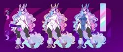 anthro brigid_(marisfaraway) character_sheet female furry futanari galarian_ponyta hooves horn horse_penis horsecock pastel pokemon ponyta reference_sheet seethrough_clothing tail tattoo unicorn unicorn_horn vagina variant_set