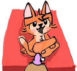 anthro balls bed blush bodily_fluids cum cum_in_ass cum_inside domestic_cat duo felid feline felis fur furniture genital_fluids genitals knot male male/male mammal orange_body orange_fur penetration penis tinky tinky_(character)