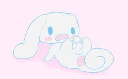 canine chibi cinnamoroll cinnamoroll_(series) curled_tail dick embarrassed embarrassed_nude_male floopy_ears kawaii long_ears open_mouth pastel_colors penis puffy_anus rakugaki sanrio sticker_blush white_fur