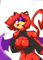 breasts domestic_cat female oc one_eye_closed solo sonic_(series) sonic_the_hedgehog_(series) superbunnygt tagme tongue_out