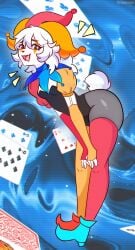 balatro bending_forward bending_over breasts bunny_girl bunny_tail clown clown_makeup genderswap_(mtf) jester jimbo_(balatro) rule_63 vesperinox