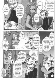 anthro blush clothing comic cougar dialogue digitigrade english_text feline fur greyscale hair long_hair male mammal manga masturbation mikazuki_karasu monochrome penis stripes text tiger translated white_fur