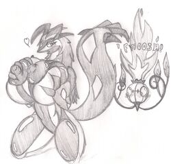 anthro anthrofied aroused big_breasts breast_squish breasts chandelure dragon-heart female heart huge_breasts nintendo open_mouth pencil_(artwork) pokemon pokemon_(species) traditional_media_(artwork) video_games yveltal