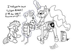 2015 alicorn animal_genitalia ball_gag black_and_white bodysuit bondage_hood bucket cutie_mark dialogue dildo dombrus english_text equine female flash_sentry friendship_is_magic gag glowing horn horsecock letter levitation magic male mammal mask monochrome my_little_pony pegasus penis ponytail princess_luna rubber scared sex_toy straitjacket strapon text tied_hair wings