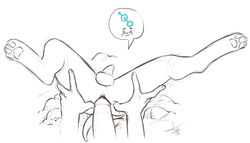 anal anal_sex aogami ass ass_grab balls bigger_version_at_the_source capcom cat dirt erection feline felyne gay gay_sex hand_on_ass heart human humanoid_penis male mammal melynx monochrome monster_hunter penetration penis sex sketch spot_color spread_legs spreading video_games yaoi zapperzaku2