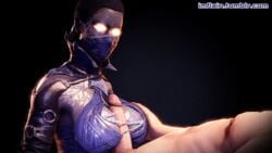 3d animated big_breasts breast_grab breasts cleavage clothed clothed_female_nude_male female ghost glowing_eyes imflain kitana male mask mortal_kombat mortal_kombat_x netherrealm_studios ninja paizuri partial_male penis purple_skin revenant_kitana sex simple_background source_filmmaker straight