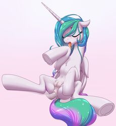 2015 alicorn blush clitoris closed_eyes crotchboobs disembodied_penis duo equine female feral friendship_is_magic hair hi_res hooves horn licking long_hair male mammal multicolored_hair my_little_pony open_mouth penetration penis princess_celestia_(mlp) pussy pussy_juice small_crotchboobs solo_focus stoic5 straight tongue tongue_out vaginal_penetration wings