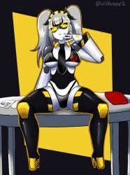 1girls boobs breasts female female_focus female_only grey_hair j_(murder_drones) murder_drones robot robot_girl robot_humanoid solo solo_female solo_focus villanified