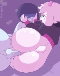 anal artstyle_change cum_while_penetrated deltarune femboy furry human_on_furry kissing kris_(deltarune) kudalewds muffinpad ralsei tagme video yaoi