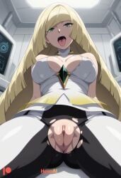 1girl ai_generated alternate_breast_size artist_name ass bare_shoulders black_pantyhose blonde_hair breasts censored cheating_(relationship) cleavage covered_nipples diamond_(shape) dress from_below gem green_eyes green_gemstone hair_over_one_eye hexogen indoors large_breasts leggings long_hair looking_at_viewer lusamine_(pokemon) mature_female no_panties open_mouth pantyhose patreon_logo patreon_username pixiv_logo pokemon pokemon_sm pussy saliva short_dress sitting sleeveless sleeveless_dress solo spread_legs teeth thighs tongue tongue_out torn_clothes torn_pantyhose two-tone_legwear uncensored upper_teeth_only very_long_hair white_dress