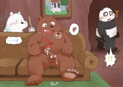 2026 4_toes after_masturbation anthro balls bear black_body blush bodily_fluids brown_bear brown_body cartoon_network cum detailed_background exclamation_point feet furniture genital_fluids genitals giant_panda grizzly_(we_bare_bears) grizzly_bear group heart_symbol hi_res homohomofever ice_bear_(we_bare_bears) male mammal open_mouth panda_(we_bare_bears) penis polar_bear question_mark sex_toy sitting slightly_chubby sofa standing surprised toes ursine we_bare_bears white_body
