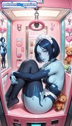 1girls 2026 ai_assisted ai_generated anime blue_skin cellphone cortana halo_(game) halo_(series) hi_res high_quality high_resolution highres maid maid_headdress patreon patreon_username phone skypassion smartphone stable_diffusion stuffed_animal stuffed_bunny stuffed_toy teddy_bear watermark