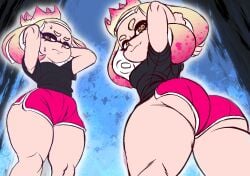 ass ass_focus bottom_heavy crown kwalker1009 large_ass light-skinned_female light_skin pearl_(splatoon) seductive seductive_pose shorts shortstack splatoon splatoon_(series) splatoon_2 voluptuous voluptuous_body voluptuous_female wide_hips wide_thighs