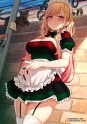 1girl ai_generated anime_style ass_focus bbc bbc_addict black_and_white blacked blacked_queen blacked_wrld blonde_hair blush body_writing breeding breeding_cow curvy dark-skinned_male dramatic_lighting erect_nipples explicit exposed_breasts heavy_makeup highres huge_ass huge_breasts interracial large_breasts light-skinned_female long_hair maid maid_apron maid_headdress maid_uniform marin_kitagawa mind_break my_dress_up_darling nipples outdoors pink_eyes puffy_nipples queen_of_spades solo_focus spade_tattoo standing submissive_female tattooed_female thick_bbc thick_thighs voluptuous wide_hips
