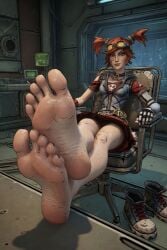 borderlands borderlands_2 feet feet_fetish feet_up female gaige_(borderlands) sweaty_feet