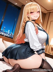 1girl ai_generated big_breasts blonde blonde_female blonde_hair female gyaru huge_breasts kitagawa_marin marin_kitagawa mature_female my_dress_up_darling revoaru school_uniform schoolgirl schoolgirl_uniform sono_bisque_doll_wa_koi_wo_suru thick_thighs thighs