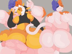 absurd_res anthro balls big_balls big_butt big_penis butt calico_cat canid domestic_cat duo emobunny epic_games felid feline felis fortnite fur genitals hi_res male male/male mammal meowscles muscular nude penis sex sunspot_(fortnite) thick_thighs yellow_body