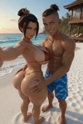 1boy 1boy1girl 1girl 1girl1boy 1girls 3d ai_edit ai_generated aistuffo armpits ass_grab avatar_the_last_airbender azula beach big_ass big_breasts bikini bikini_bottom bikini_top black_hair brunette dark-skinned_male dark_skin fire_nation interracial large_ass large_breasts light-skinned_female light_skin nickelodeon outdoors public selfie selfie_pose short_hair sokka sunset swim_trunks thick_thighs thong thong_bikini water_tribe waves wide_hips
