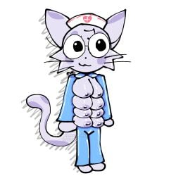 8_breasts animal_hospital anthro big_breasts blue_clothes cat cat_humanoid head_nurse_(animal_hospital) melsaki multiple_breasts nurse roblox roblox_game tagme wtf