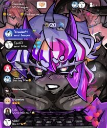 1boy 1female 1futa 67 alexklein anal anal_penetration anal_sex chat futanari grabbing grabbing_ass grabbing_from_behind horn horns keyboard livestream male_on_futa nipple_piercing nipples saki_(alexklein) sweat sweatdrop sweating tiktok tiktok_overlay