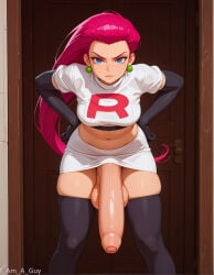 1futa 1futanari ai_generated annoyed annoyed_expression big_balls big_breasts big_cock big_penis big_testicles big_thighs black_gloves black_sleeves black_thigh_highs black_thighhighs blue_eyes facing_viewer flaccid flaccid_penis foreskin front_view frown frown_eyebrows frowning frowning_at_viewer futa futa_focus futa_only futanari futanari_only glans gloves green_earrings hands_on_hips huge_balls huge_cock huge_penis huge_testicles i_am_a_guy indoor indoors jessie_(pokemon) large_balls large_cock large_penis large_testicles leaning leaning_forward legs_apart light-skinned light-skinned_futa light-skinned_futanari light_body light_skin long_cock long_hair long_penis looking_at_viewer medium_breasts navel normal_breasts open_legs penis_to_the_knees pink_eyebrows pink_hair pokemon sagging_balls saggy_balls skin_tight skindentation skirt sleeves solo solo_futa solo_futanari stable_diffusion standing team_rocket team_rocket_uniform thick_thighs thigh_highs thighhighs uncircumcised uncircumcised_penis uncut uncut_penis white_skirt white_top