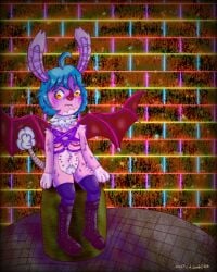 4:5 absurd_res andromorph asper(sacrificialhound) boots clothing fake_tail fake_wings footwear harness hi_res intersex lagomorph leather leather_boots leather_clothing leather_footwear legwear leporid mammal piercing rabbit sacrificialhound shoes sitting solo thigh_highs tummy_nipples