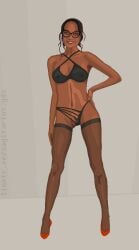 ebony glasses heels lingerie pixel_art sagitarius sexy sexy_body sexy_lingerie sexy_pose stockings