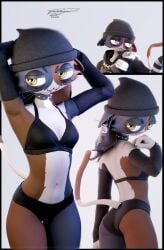 1girls 2026 3d anthro ass beanie bikini black_bikini breasts cat_tail epic_games feline female female_only fortnite furry furry_female furry_only hat headwear journeytrav meow_skulls_(fortnite) solo spiked_collar swimsuit swimwear tail tongue tongue_out yellow_eyes