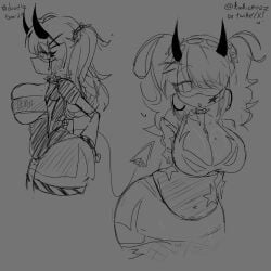 1girls big_breasts boobs breasts female female_focus female_only greyscale j_(murder_drones) kookieprinzz murder_drones robot robot_girl robot_humanoid solo solo_female solo_focus tail