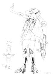 aeromorph aircraft airplane anthro breasts claws female ja-37_viggen machine mechanical monochrome pussy ranged_weapon robot rocket_launcher sharp_teeth solo teeth weapon wide_hips zaggatar