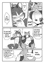 clothing comic condom cum cum_eating domestic_cat duo feline licking male mammal maririn neko_x_neko page_35 tanuki_(maririn) text tongue tongue_out trunks underwear yaoi yomosuke_(marírin)